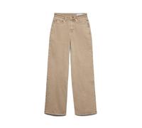 High-waist-Jeans VERO MODA "VMTESSA HR WIDE JEANS COLOR GA NOOS", Damen, Gr. 27, Länge 30, silber mink, Denim/Jeans, Obermaterial: 99% Baumwolle, 1% Elasthan, unifarben, oversize lang, Jeans High-wais