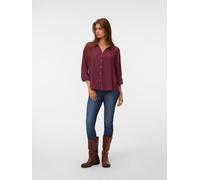 Langarmbluse VERO MODA "VMAURA LS SHIRT WVN NOOS", Damen, Gr. XL, windsor wine, Web, Obermaterial: 100% Viskose, unifarben, regular fit hüftbedeckend, V-Ausschnitt, Blusen, Viskose, regular fit (32960