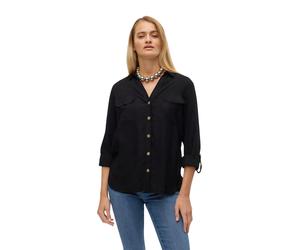 Vero Moda Hemdbluse Bumpy in Schwarz mit V-Ausschnitt XL Regular Fit