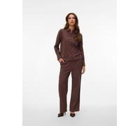 Schlupfhose VERO MODA "VMCAIA MW WIDE PANT WVN NOOS", Damen, Gr. XS, N-Gr, chocolate martini, Web, Obermaterial: 90% Baumwolle, 10% Leinen, unifarben, lang, Hosen Schlupfhose, Baumwollmischung, oversi