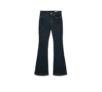 Bootcut-Jeans VERO MODA "VMFLASH MR FLARED JEANS LI3190 NOOS", Damen, Gr. S (36), Länge 30, blau (dunkelblau denim detail:rinse), Denim/Jeans, Obermaterial: 91% Baumwolle, 7% Elastomultiester, 2% Elas