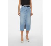 VERO MODA Damen Midi Jeans Rock VMVeri Damenrock mit Schlitz 10295731 Light Blue Denim L
