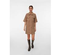 Vero Moda Damen Freizeitkleid FENJA – figurumspielendes Baumwoll-Mix – Sand Größe M