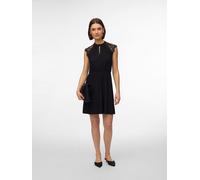 Minikleid VERO MODA "VMMILLA SL SHORT LACE DRESS NOOS", Damen, Gr. L, N-Gr, schwarz, Jersey, Obermaterial: 95% Polyester, 5% Elasthan, unifarben, kurz, Rundhals, Kleider Minikleid, Materialmix, Spitze