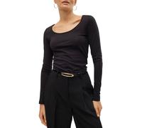 Vero Moda Langarmshirt in Schwarz mit U-Ausschnitt XS Slim Fit