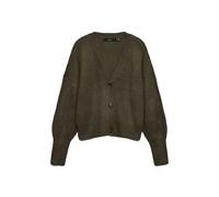 Strickjacke VERO MODA "VMLEA LS V-NECK CUFF CARDIGAN NOOS", Damen, Gr. XL, grün (forest night), Strick, Obermaterial: 100% Polyacryl, unifarben, regular fit normal, V-Ausschnitt, Rippbündchen, Strickj