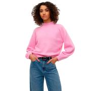 Strickpullover VERO MODA "VMLEAF LS HIGH NECK PULLOVER ENT", Damen, Gr. M, rosa (fuchsia pink detail:with melange), Strick, Obermaterial: 90% Polyester, 5% Wolle, 5% Elasthan, meliert, taillenbedeckt,