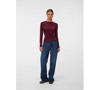 Langarmshirt VERO MODA "VMAVA SARAH LS TOP JRS NOOS", Damen, Gr. S, windsor wine, Jersey, Obermaterial: 95% Lyocell, 5% Elasthan, unifarben, regular fit normal, Rundhals, Shirts Langarmshirt, Material