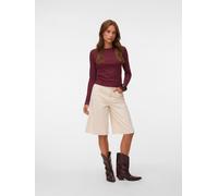 Langarmshirt VERO MODA "VMCHLOE LS SHORT TOP JRS NOOS", Damen, Gr. XS, windsor wine, Feinripp, Obermaterial: 95% Baumwolle, 5% Elasthan, unifarben, slim fit normal, Rundhals, Shirts Langarmshirt, Baum