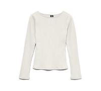 Langarmshirt VERO MODA "VMRUBY LS TOP JRS NOOS", Damen, Gr. XL, snow weiß, Rippware, Obermaterial: 93% Baumwolle, 7% Elasthan, unifarben, normal taillenbedeckt, U-Boot-Ausschnitt, Shirts Langarmshirt,