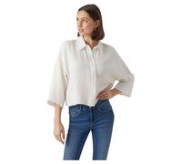 Hemdbluse VERO MODA "VMNATALI CROP SHIRT WVN NOOS", Damen, Gr. XS, weiß (snow weiß), Web, Obermaterial: 100% Baumwolle, unifarben, regular fit kurz, weit, Blusen Hemdbluse, Baumwolle, loose fit (42336