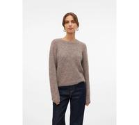 Strickpullover VERO MODA "VMNOVAH LS O-NECK PULLOVER GA NOOS", Damen, Gr. XL, braun (braun lentil detail:melange), Strick, Obermaterial: 70% Polyester, 21% Nylon, 8% Wolle, 1% Elasthan, meliert, regul