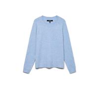 Rundhalspullover VERO MODA "VMDOFFY LS O-NECK BLOUSE GA NOOS", Damen, Gr. XS, blau (blau jasper detail:melange), Strick, Obermaterial: 94% Polyester, 3% Elasthan, 3% Nylon, meliert, regular fit hüftla