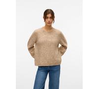 Vero Moda Regular Fit Strickpullover mit Woll-Anteil Modell 'INGRID' in Sand Melange, Größe L