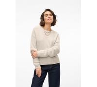 Strickpullover VERO MODA "VMPUFF LS O-NECK PULLOVER BOO", Damen, Gr. L, birch, Strick, Obermaterial: 56% Nylon, 44% Polyacryl, unifarben, regular fit normal, Rundhals, Rippstrickbündchen, Pullover Str