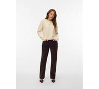 Rundhalspullover VERO MODA "VMROSE LS O-NECK PULLOVER BOO", Damen, Gr. L, beige (birch detail:melange), Strick, Obermaterial: 97% Polyester, 3% Elasthan, meliert, regular fit, Rundhals, Rippstrickbünd