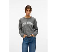 Vero Moda Regular Fit Strickpullover mit Viskose-Anteil Modell 'AMOREMIO' in Mittelgrau Melange, Größe XL