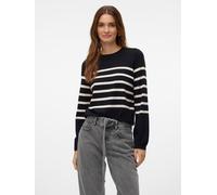Vero Moda Rundhalspullover VMSABA PLAIN LS O-NECK NOOS Damen Schwarz Gestreift Gr. L