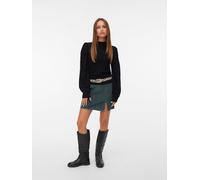 Strickpullover VERO MODA "VMNEWLIMONE LS HIGHNECK PULLOVER BOO", Damen, Gr. L, schwarz, Strick, Obermaterial: 52% Viskose, 28% Polyester, 20% Nylon, unifarben, regular fit, weit Rippstrickbündchen, Pu