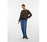 Strickpullover VERO MODA "VMSILJEANIMAL LS O-NCK PULLOVER GA NOOS", Damen, Gr. S, tigers eye pattern:with schwarz leo pattern, Strick, Obermaterial: 77% Viskose, 23% Polyester, gemustert, modisch, reg