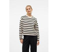 VERO MODA Strickpullover Saba VMSABA – Viskose-Mix, gestreift (Birch/Black) Größe L