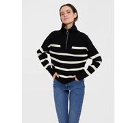 Vero Moda Saba Stripe Halbzippullover (Herstellerartikelnummer: 10269246-Black/StripesBirch-M)