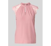 VERO MODA Regular Fit Kurzarmbluse mit semitransparenter Besatz Modell 'MILLA' in Altrosa, Größe XL
