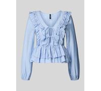 VERO MODA - VMZOEY LS FLOUNCE TOP WVN Brunnera Blue - Gr. - XL
