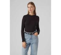 Langarmshirt VERO MODA "VMROSA LS HIGHNECK TOP JRS NOOS", Damen, Gr. L, schwarz, Jersey, Obermaterial: 95% Viskose, 5% Elasthan, unifarben, slim fit normal, Rundhals, Shirts Langarmshirt, Viskosemisch