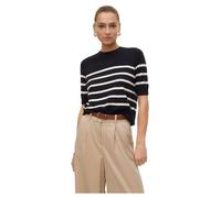 Vero Moda Kurzarmpullover VMSABA PLAIN Feinstrick 50% Viskose Gestreift Schwarz Damen Gr. L