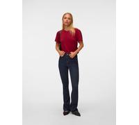 Kurzarmshirt VERO MODA "VMELLA SS O-NCK TOP JRS", Damen, Gr. S, rot (biking rot), Jersey, Obermaterial: 50% Viskose, 45% Polyester, 5% Elasthan, unifarben, regular fit normal, Rundhals, Shirts, Viskos