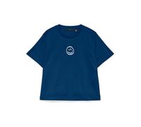 Kurzarmshirt VERO MODA "VMSARA METTE SS TOP BOX JRS GA NOOS", Damen, Gr. M, navy peony print:1 smile hellweiß, Jersey, Obermaterial: 100% Baumwolle, bedruckt, regular fit normal, Rundhals, Shirts, Bau