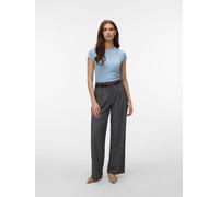 Kurzarmpullover VERO MODA "VMSILJE C/S O-NECK POINTELLE PULL NOOS", Damen, Gr. M, cashmere blau, Strick, Obermaterial: 77% Viskose, 23% Polyester, unifarben, regular fit normal, Rundhals, Pullover, So