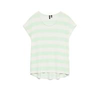 VERO MODA Damen VMWIDE Stripe SL TOP GA JRS NOOS T-Shirt, Birds Egg Green/Stripes:Snow White, Medium