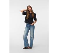 Rundhalsshirt VERO MODA "VMLYLA SS O-NECK TOP JRS", Damen, Gr. L, schwarz, Jersey, Obermaterial: 100% Baumwolle, unifarben, regular fit normal, Rundhals, Shirts Rundhalsshirt, Baumwolle, regular fit (