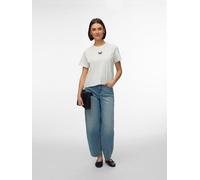 Kurzarmshirt VERO MODA "VMSARA METTE SS TOP BOX JRS GA NOOS", Damen, Gr. L, snow weiß print:butterfly, Jersey, Obermaterial: 100% Baumwolle, bedruckt, regular fit normal, Rundhals, Shirts, Baumwolle, 