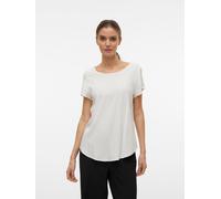 VERO MODA Damen Bluse Kurzarm Rundhals Basic Regular Fit, Farben:Weiß, Größe:M