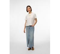 Kurzarmshirt VERO MODA "VMSARA METTE SS TOP BOX JRS GA NOOS", Damen, Gr. S, snow weiß print:sunflower, Jersey, Obermaterial: 100% Baumwolle, bedruckt, regular fit normal, Rundhals, Shirts, Baumwolle, 