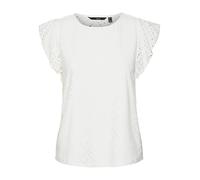 Vero Moda Regular Fit T-Shirt mit Lochstickmuster Muster 'TASSA' in Weiss, Größe S