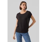 Rundhalsshirt VERO MODA "VMAVA PLAIN SS TOP GAJRS NOOS", Damen, Gr. L, schwarz, Jersey, Obermaterial: 95% Lyocell (TENCEL), 5% Elasthan, unifarben, modisch, regular fit normal, Rundhals, Kurzarm, Shir