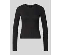 VERO MODA Slim Fit Langarmshirt aus Baumwoll-Mix Modell 'CHLOE' in Black, Größe XS
