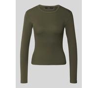 VERO MODA Slim Fit Langarmshirt aus Baumwoll-Mix Modell 'CHLOE' in Mud, Größe L