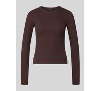 VERO MODA Slim Fit Langarmshirt aus Baumwoll-Mix Modell 'CHLOE' in Schoko, Größe S