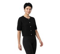 Strickjacke VERO MODA "VMSOFFE 2/4 O-NECK CARDIGAN NOOS", Damen, Gr. S, schwarz, Strick, Obermaterial: 90% Polyester, 5% Wolle, 5% Elasthan, unifarben, regular fit normal, Rundhals, Strickjacken Stric