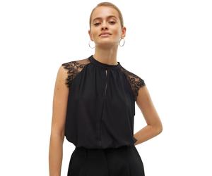 Vero Moda Spitzenbluse Milla mit Flügelärmeln in Schwarz XS Regular Fit