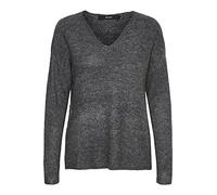 Vero Moda Strickpullover Crewlefile mit V-Ausschnitt in Grau XL Loose Fit