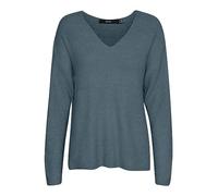 VERO MODA Strick Pullover V-Ausschnitt Langarm Sweater Knitted Jumper VMCREWLEFILE, Farben:Blau,Größe Damen:S
