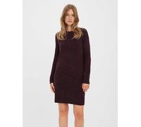 Strickkleid VERO MODA "VMDOFFY LS O-NECK DRESS GA NOOS", Damen, Gr. S, N-Gr, winetasting detail:with schwarz melange, Strick, Obermaterial: 94% Polyester, 3% Elasthan, 3% Nylon, meliert, regular fit,