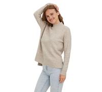 Vero Moda Strickpullover Lefile in Beige mit Stehkragen L Regular Fit