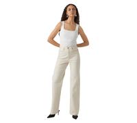 Straight-Jeans VERO MODA "VMTESSA HR WIDE STR JEANS ECRU GA", Damen, Gr. 30, Länge 34, beige (ecru), Denim/Jeans, Obermaterial: 99% Baumwolle, 1% Elasthan, unifarben, straight fit, Jeans Straight-Jean